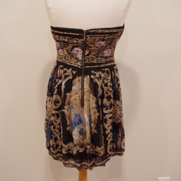 Bebe Silk Chiffon Bubble Hem Strapless Cocktail Dress- Sz. Med - Picture 6 of 9